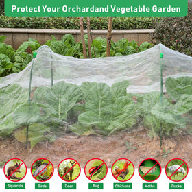 YNERHAI Garden Netting Kit protected tomato and strawberry beds under cover.