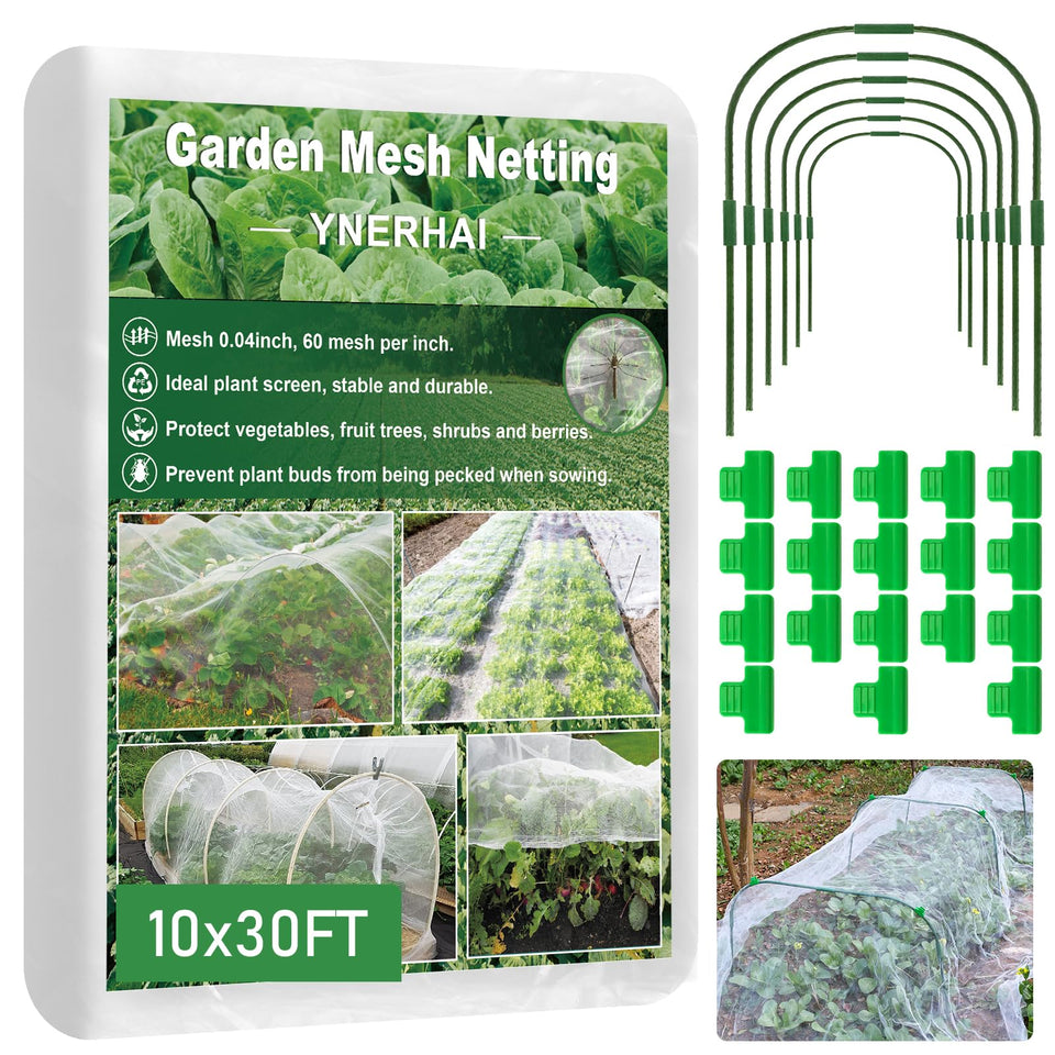 YNERHAI Garden Netting Kit unrolled netting protects crops while allowing airflow.