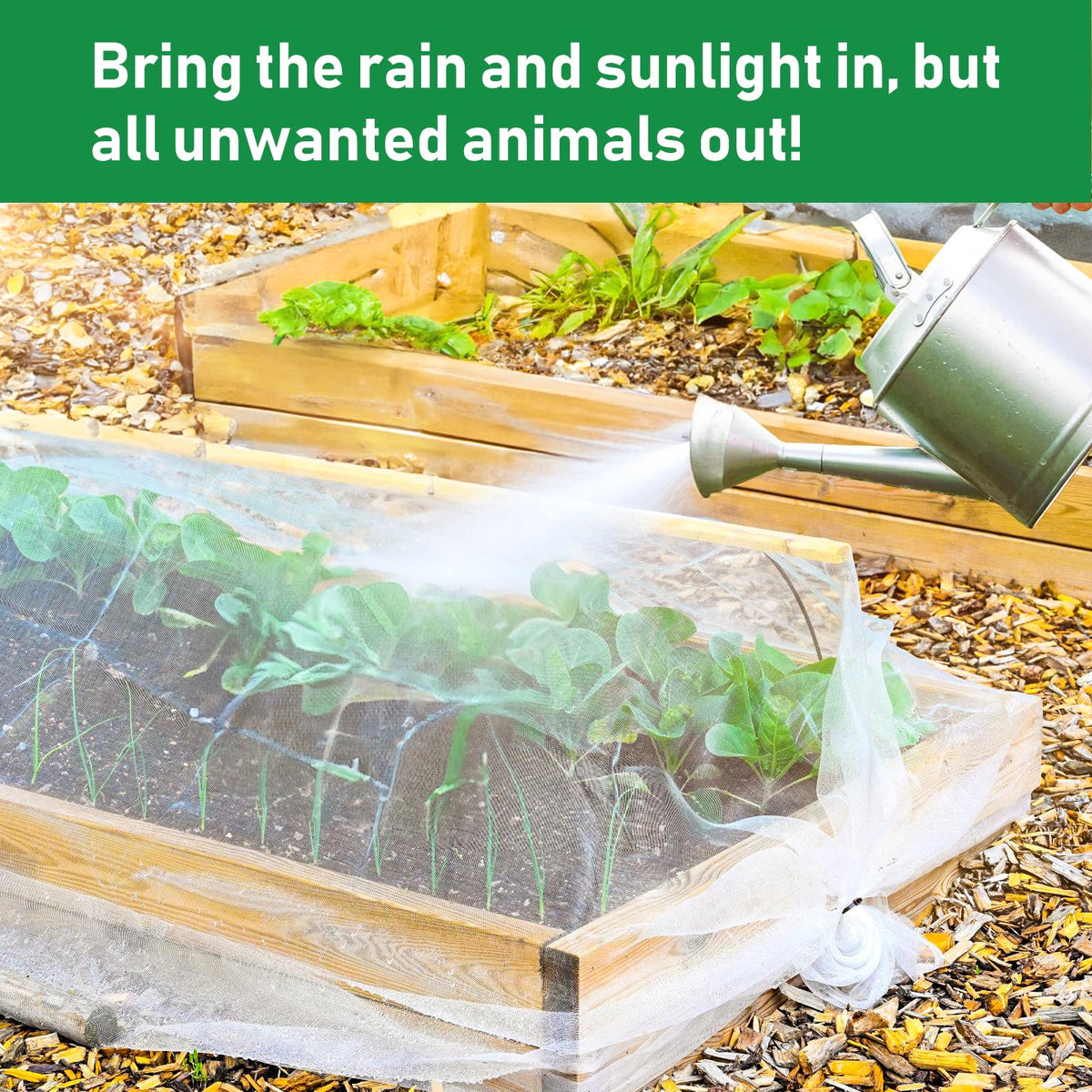 YNERHAI transparent PE netting on garden beds preserving visibility