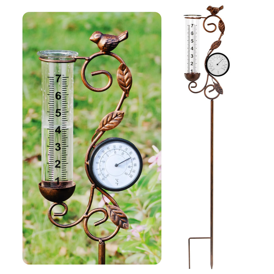 YNGFIL rain gauge with bird design for precise garden readings
