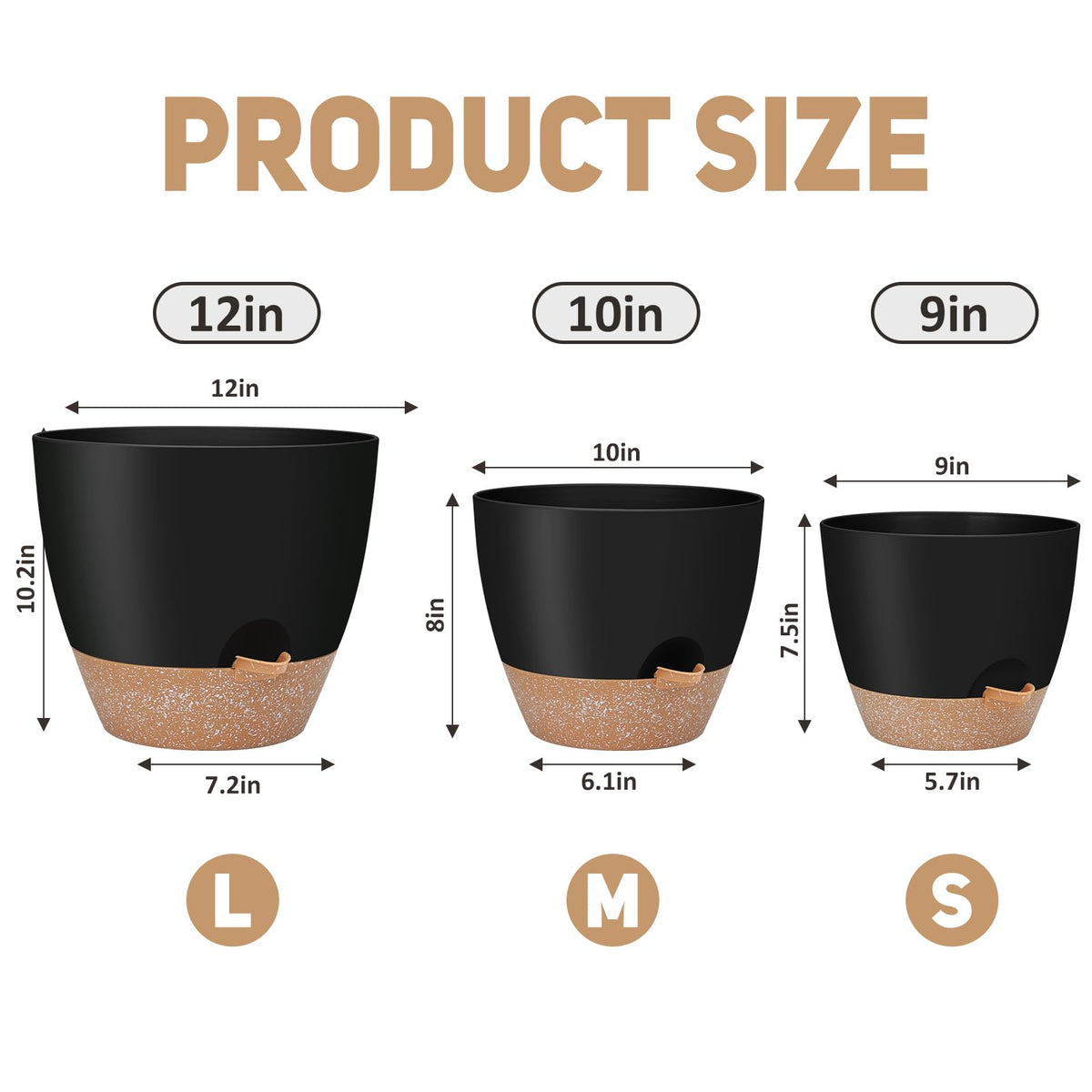 YNNICO 10-inch self-watering planter for indoor and outdoor use.