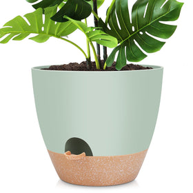YNNICO 12-inch self-watering pot front view for indoor plant display