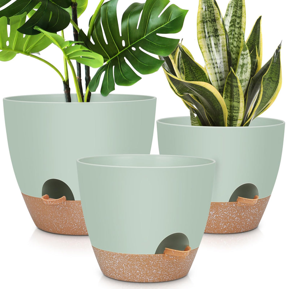 YNNICO 12-inch self-watering pot front view for large planting space and modern decor
