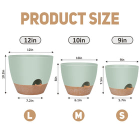 YNNICO 12-inch self-watering pot side view highlighting deep reservoir and stability