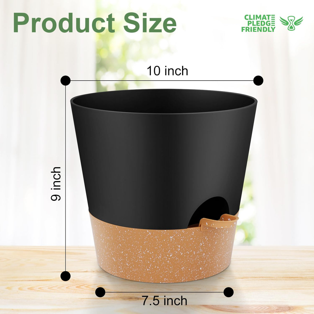 YNNICO two-pack black plant pots are easy to place.