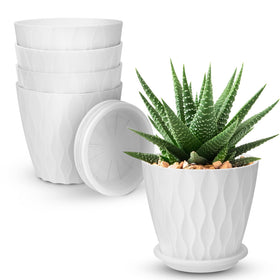 YNNICO 4-inch white plant pot side-view showing stylish indoor styling