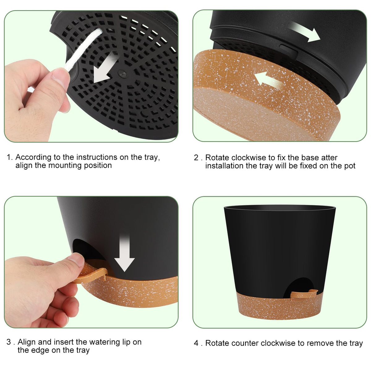 YNNICO 6 inch self watering planter with drainage holes for healthy roots