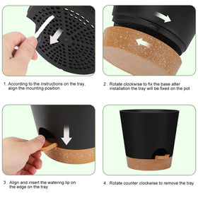 YNNICO 6 inch self watering planter with drainage holes for healthy roots