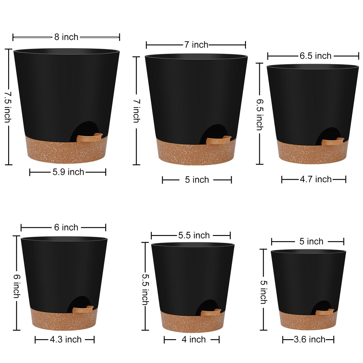 YNNICO 7 inch self watering planter suitable for small plants at home or office