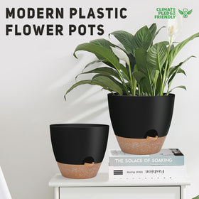 YNNICO 9-inch self-watering planter suitable for compact spaces.