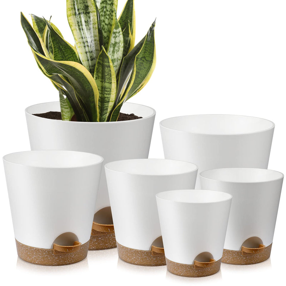 YNNICO indoor self-watering planter 8-inch boosts plant health with built-in drainage system