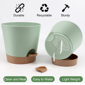 YNNICO 6.5-inch green planter with bottom reservoir supports consistent moisture.