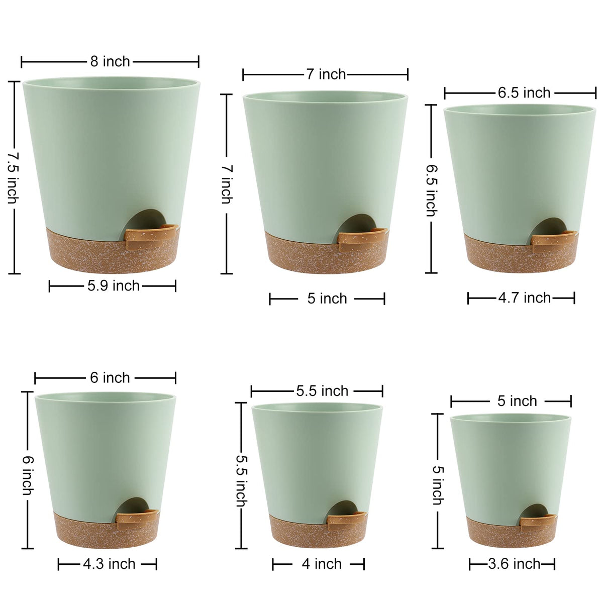 YNNICO 6-inch green planter with multiple drainage holes for air circulation.