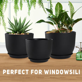 YNNICO modern black planters decorate desks and shelves with a clean look.