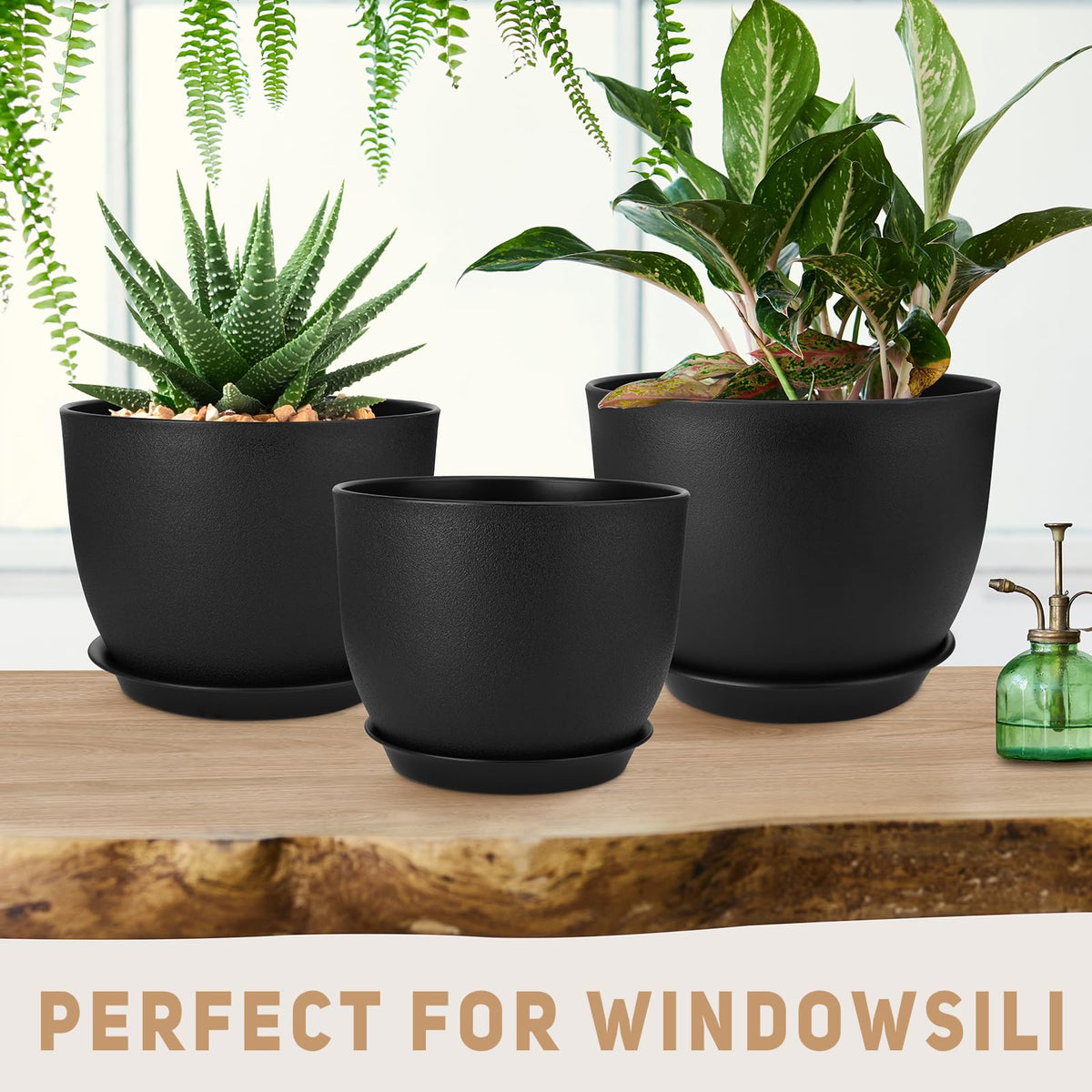 YNNICO black modern planter for indoor and outdoor decor