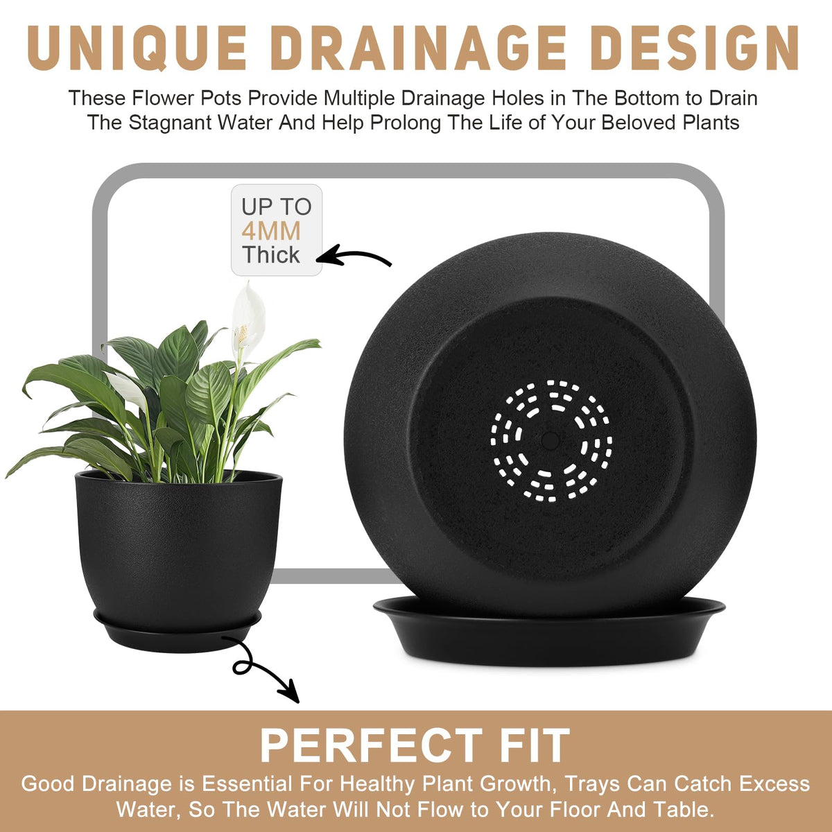 YNNICO 9-inch pot highlights sturdy lightweight plastic