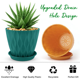 YNNICO pots with drainage holes and tray help keep surfaces clean.