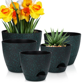 YNNICO self-watering pot 10-inch with drainage holes for healthy roots and easy watering.