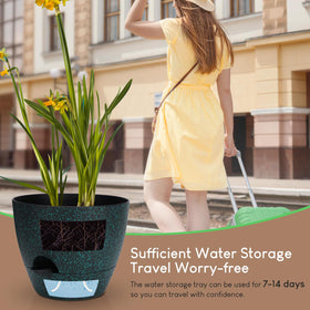 YNNICO 7-inch pot with built-in tray for bottom watering.