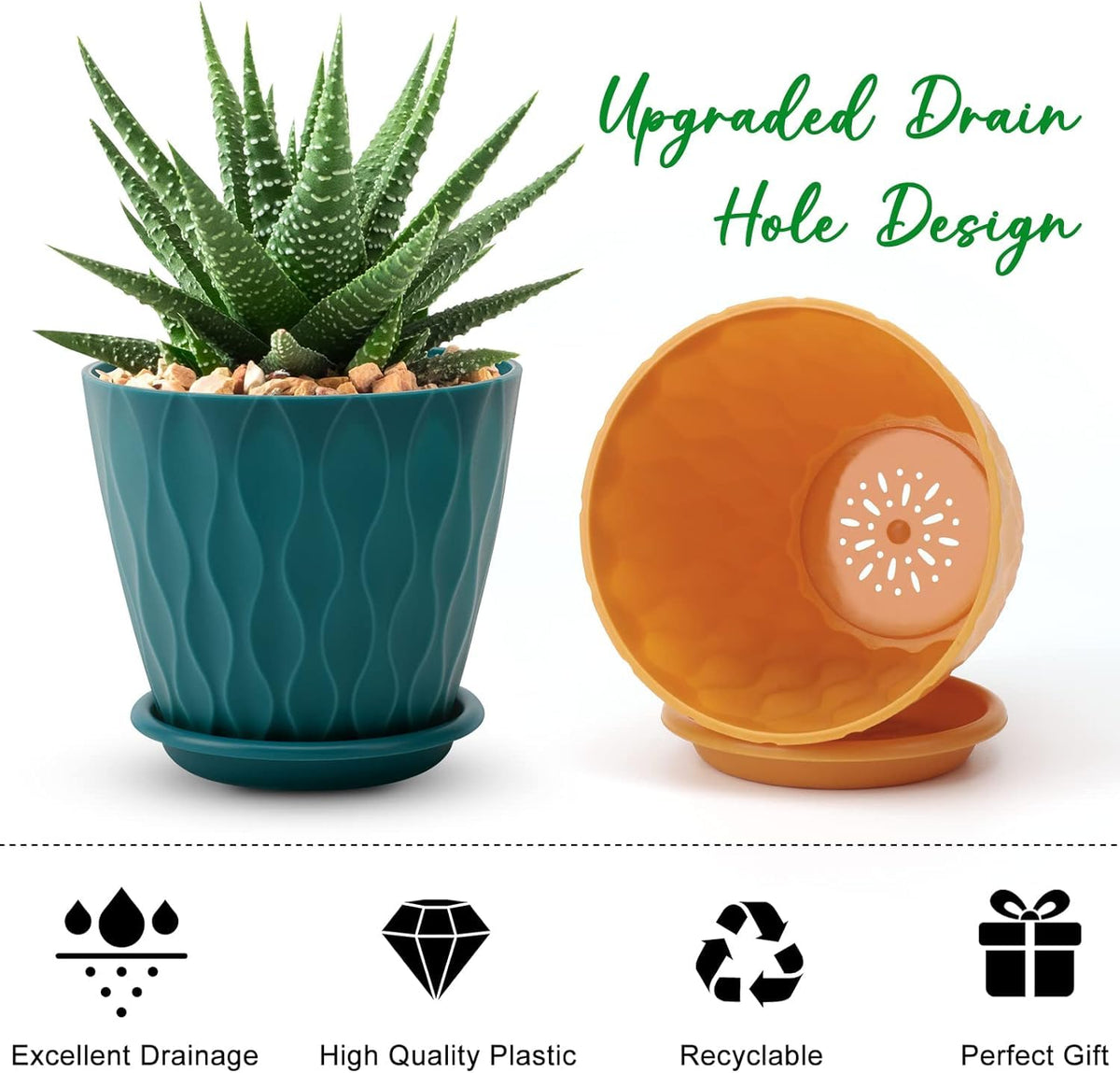 Sturdy polypropylene YNNICO planter resists deformation for long-lasting use.