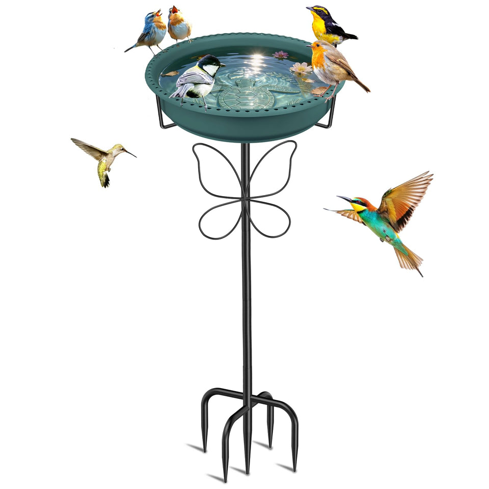 YOADEHOA bird bath outdoor stand elevates garden decor while attracting birds.