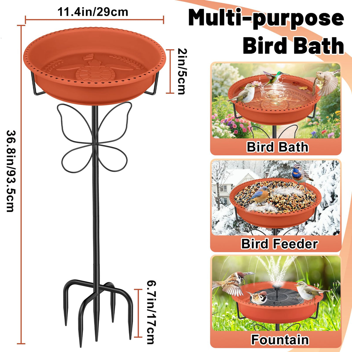 YOADEHOA bird bath removable bowl for easy filling and quick cleaning.