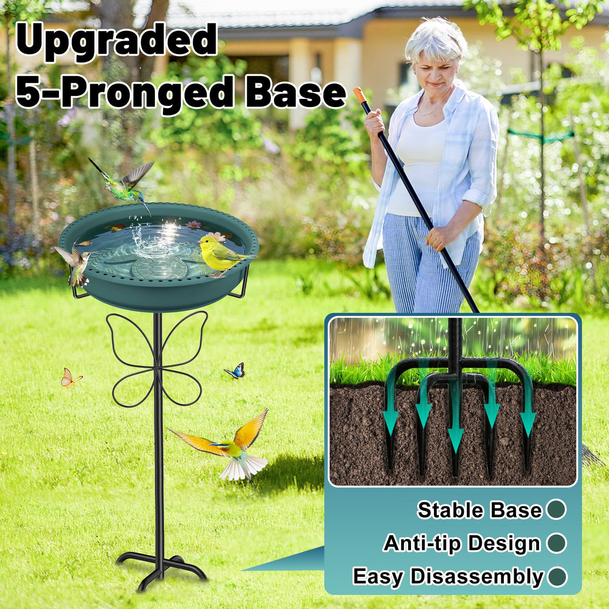 YOADEHOA bird drinking at perforated edge keeps water fresh for birds.