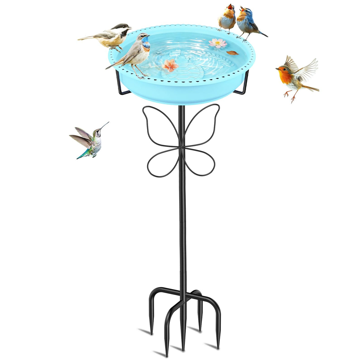 YOADEHOA birdbath outdoor stake base providing wind-stable support for patio gardens.