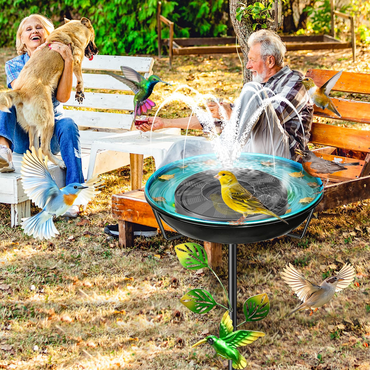 YOADEHOA dual function outdoor bird feeder and bath for yards
