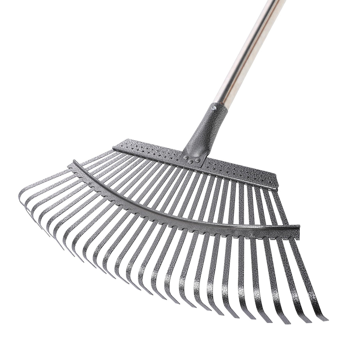 Yocada 19.3-inch leaf rake with wide head for fast lawn cleanup.