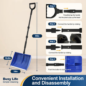 Yocada wide blade 16 inch shovel gliding over snow for efficiency