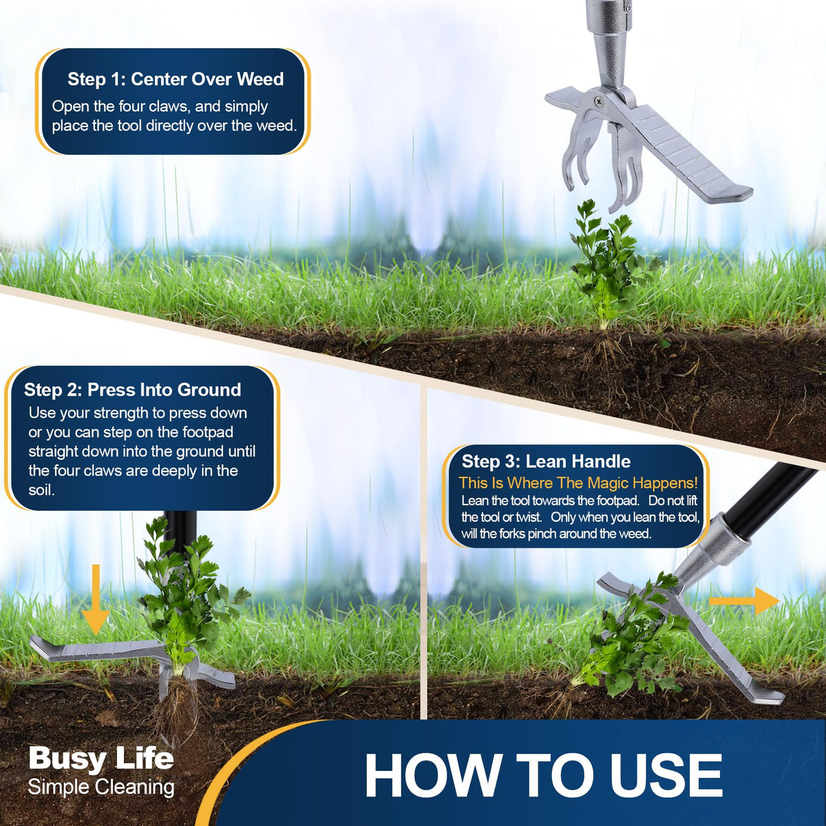 Yocada pedal action helps insert the tool deeper into moist soil.