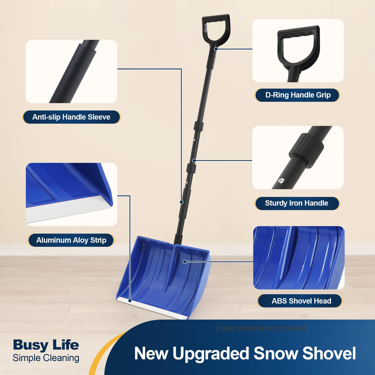 Yocada adjustable length shovel extending from 48 to 55 inches for reach