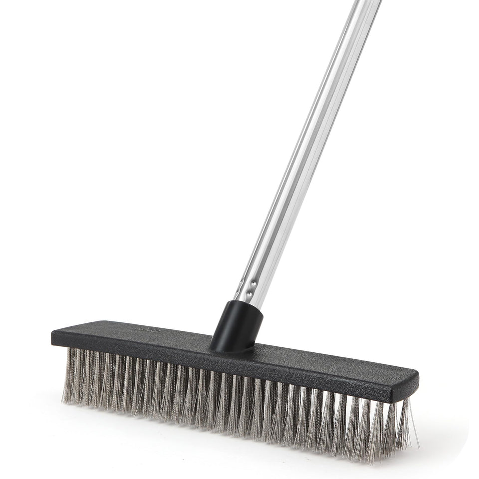 Yocada stainless steel wire scrub brush with 65-inch handle for moss removal.