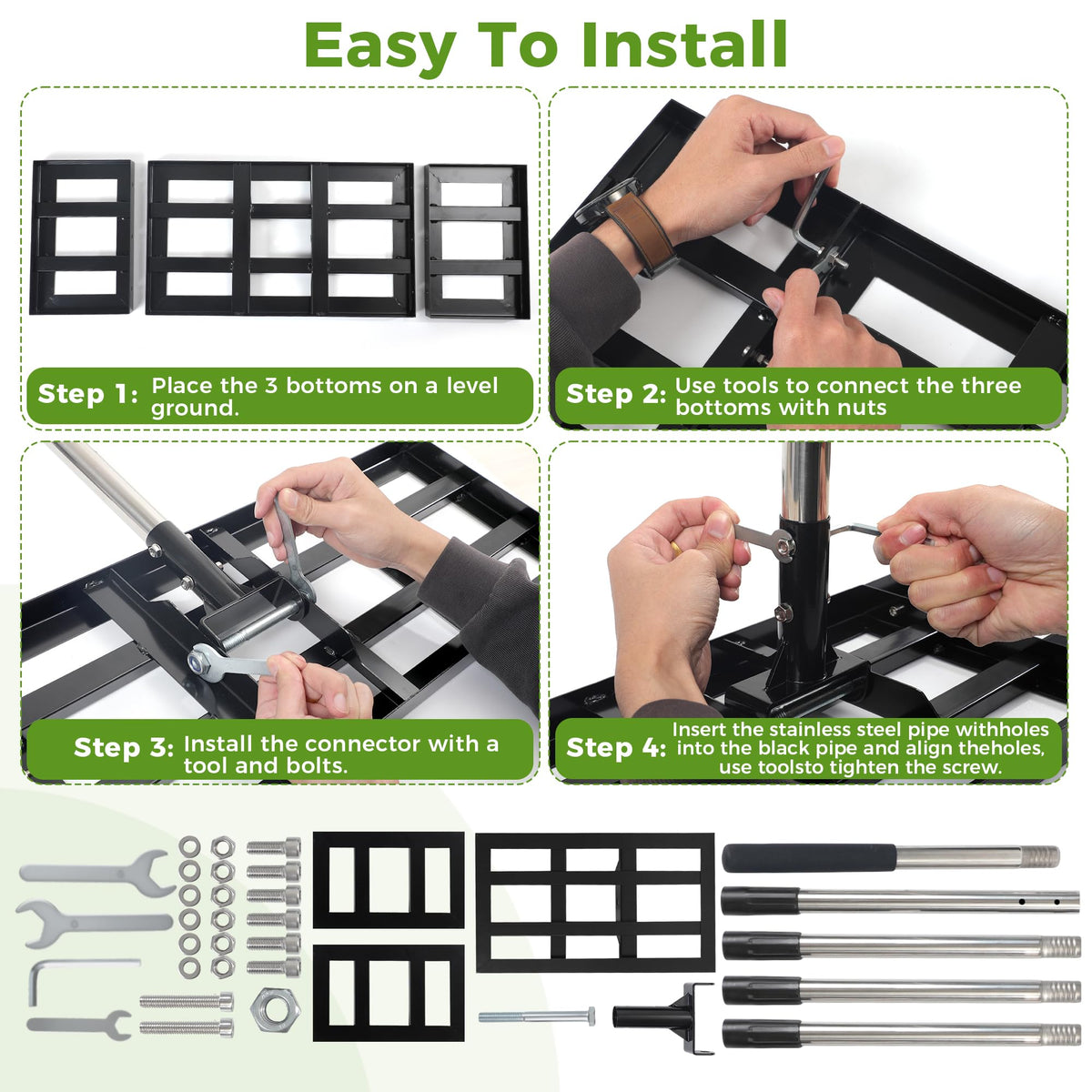 Yociqeul multi-functional tool for topsoil, fertilizer, and leveling