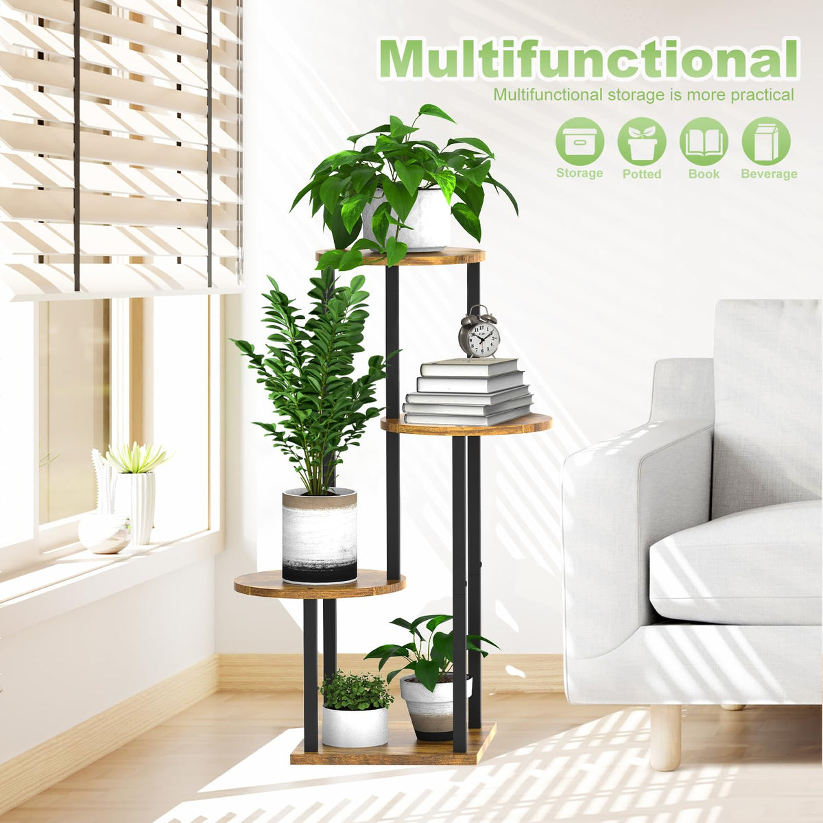 YOCOMEY assembled plant stand with pots ready for use