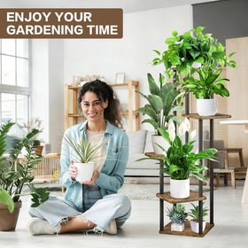 YOCOMEY balcony garden setup uses vertical space efficiently with this stand.