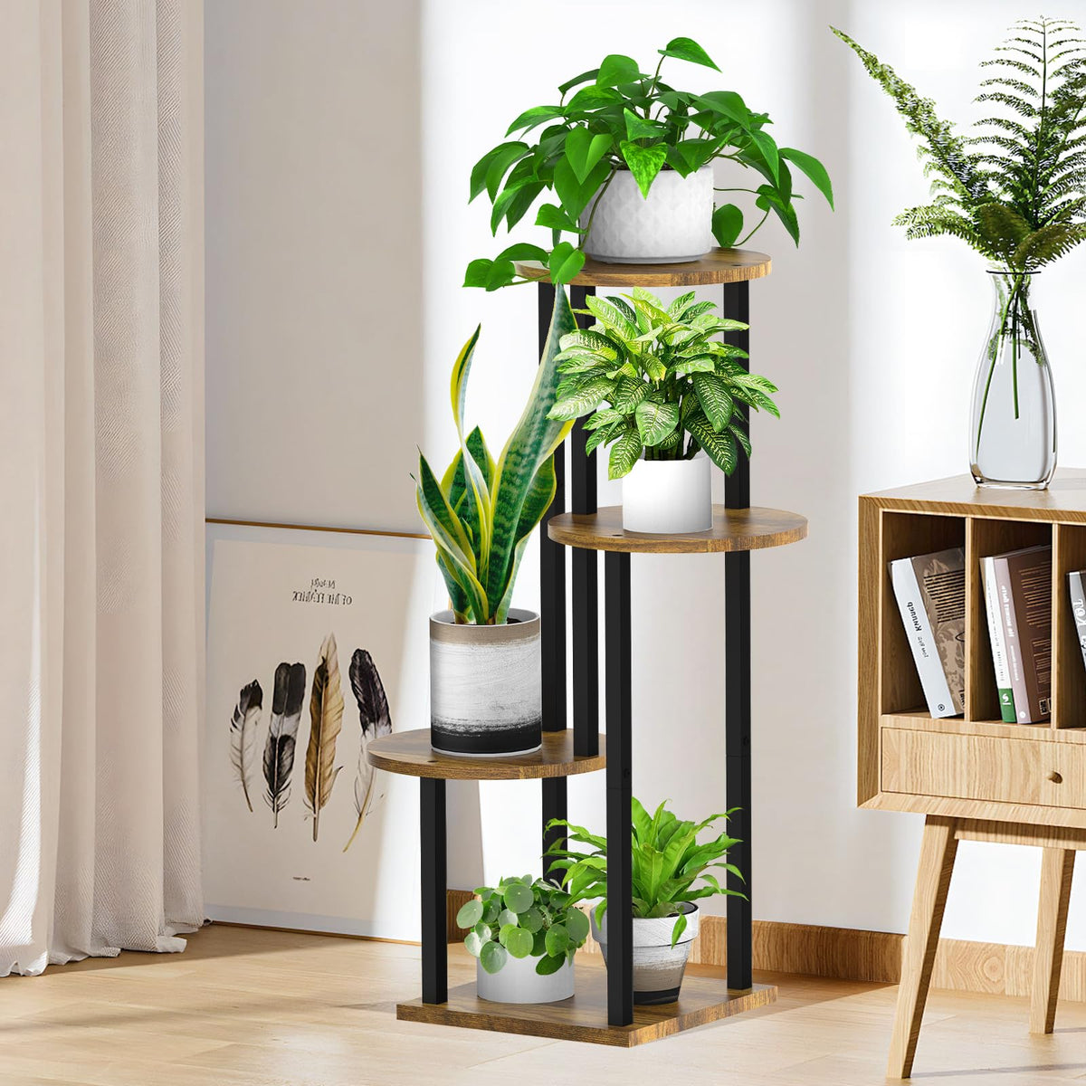 YOCOMEY corner plant display placed in a living room setup