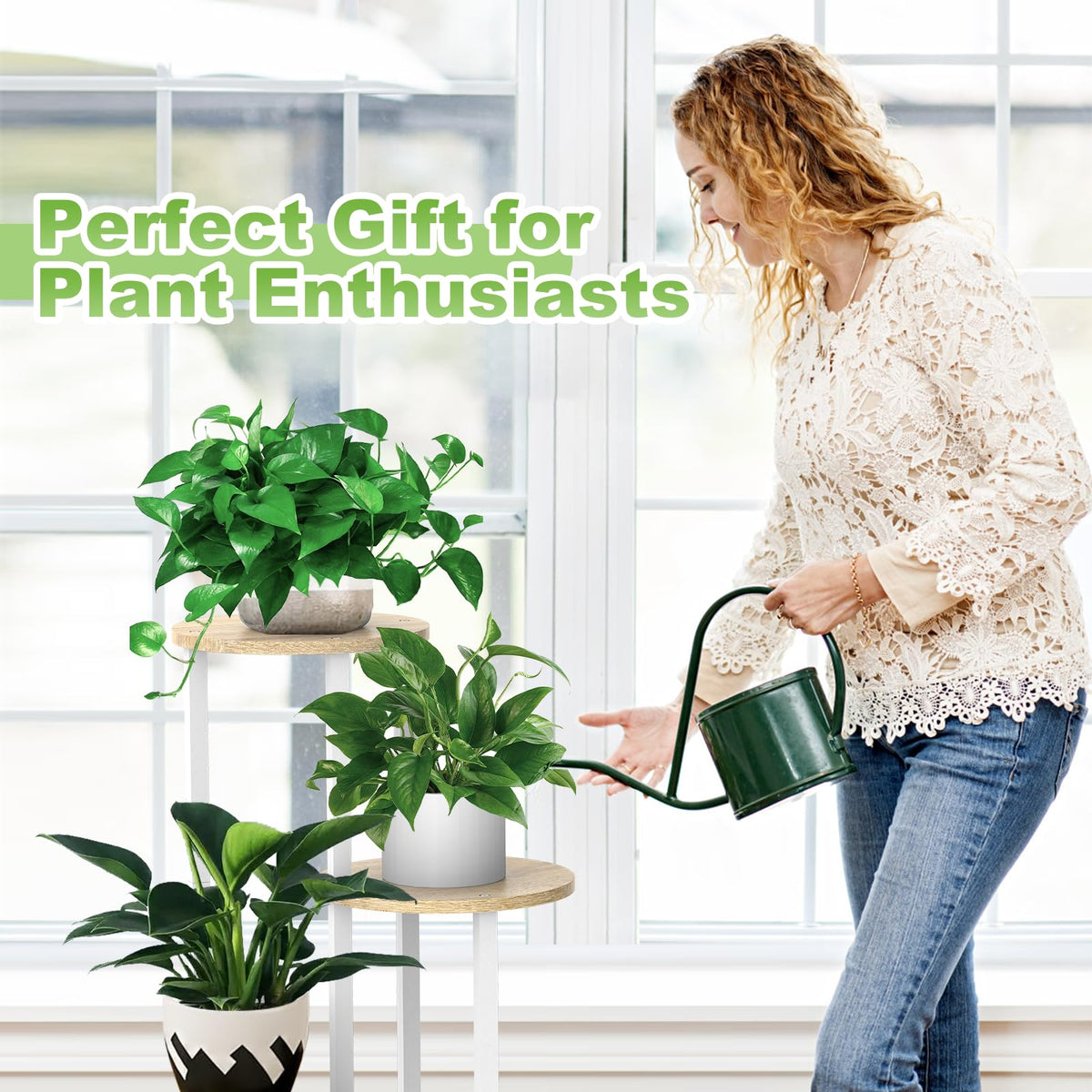 YOCOMEY versatile display shelf usable for plants, books, or photos.