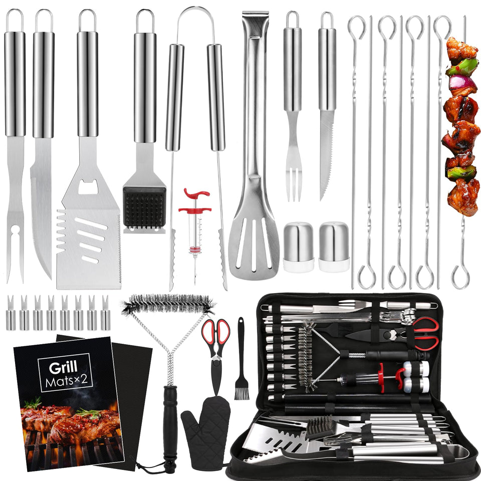 Yoehka 34pc grilling set ready for backyard barbecue use