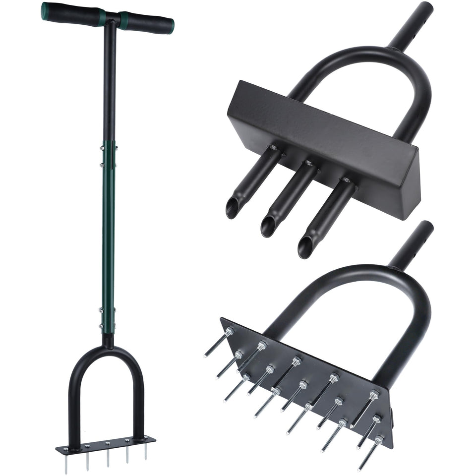 YOFIT 3-in-1 lawn aerator with 5-spike head for targeted patch aeration.