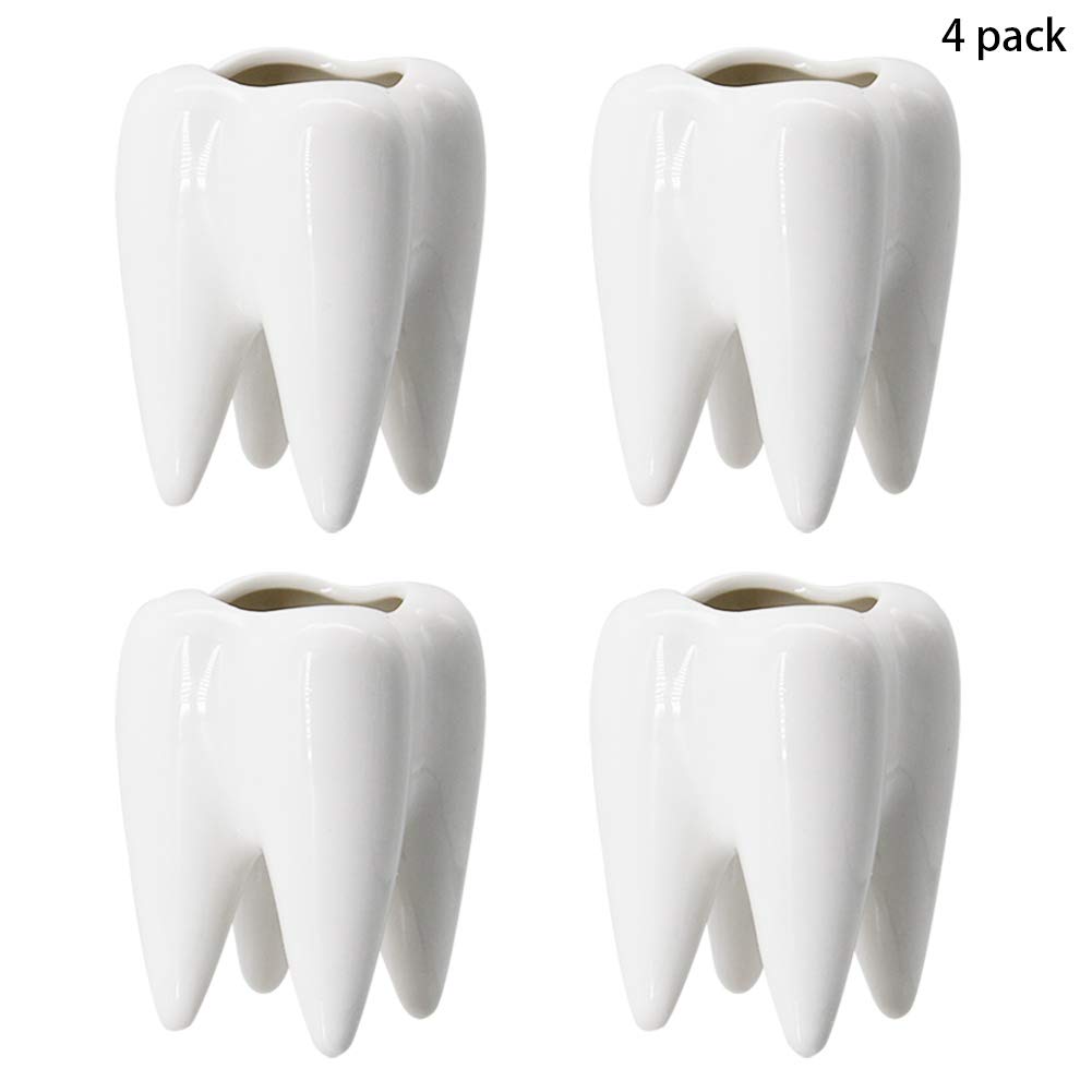 YOFIT white tooth planters serve as stylish desk organizers.