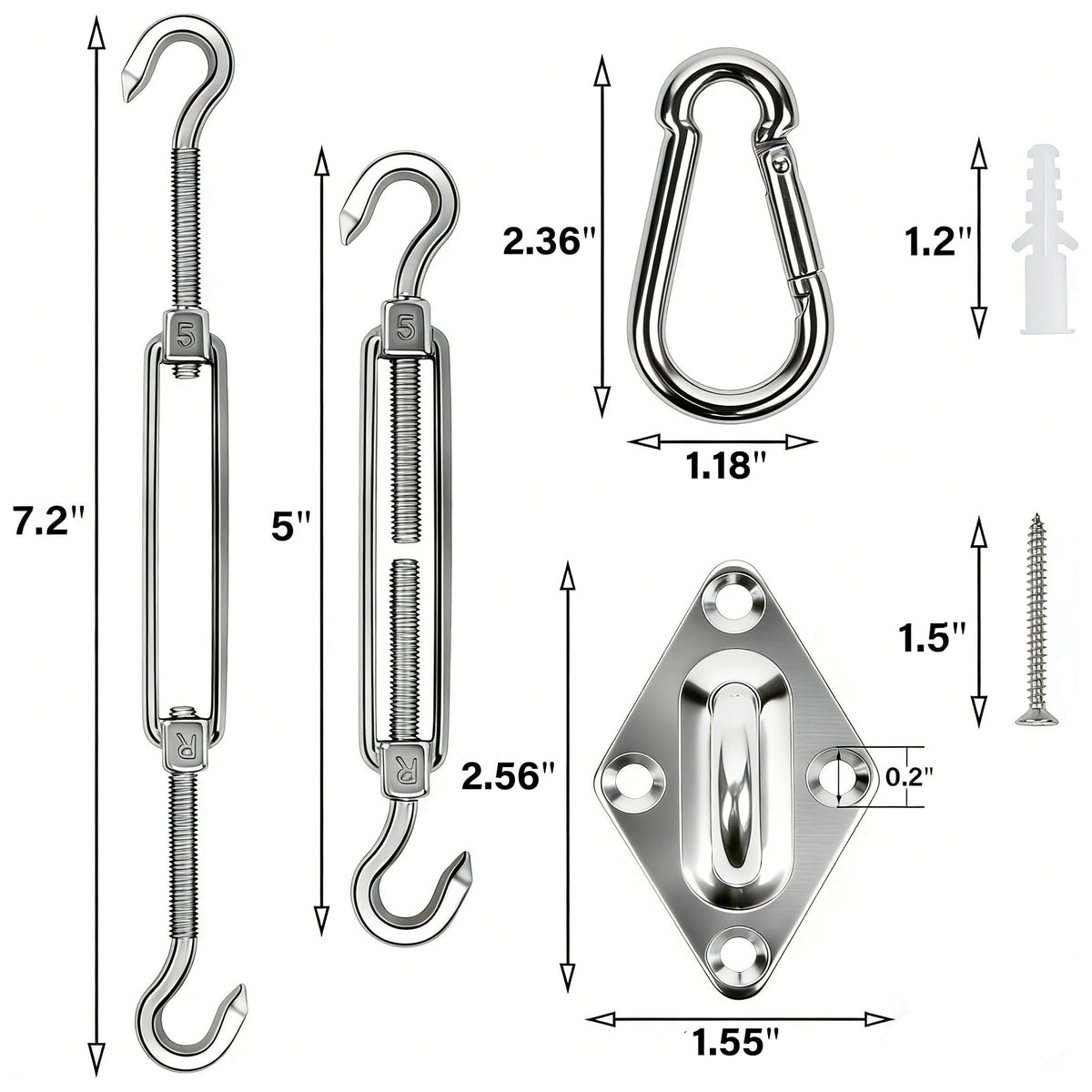 YOFIT snap hooks connecting shade sail corners quickly