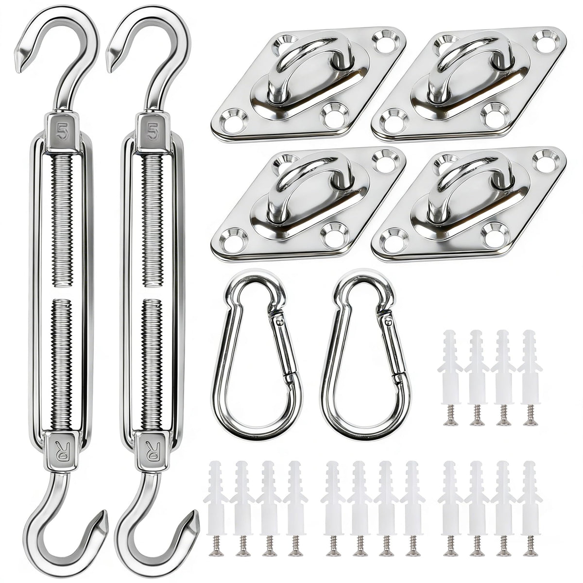 YOFIT turnbuckles securing outdoor shade sails for wind stability