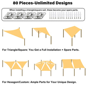 YOFIT 304 stainless steel hardware provides rust resistance for outdoor shade setups.