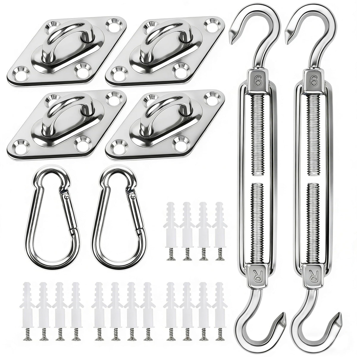 YOFIT turnbuckles for shade sail providing strong tension and reduced sag.