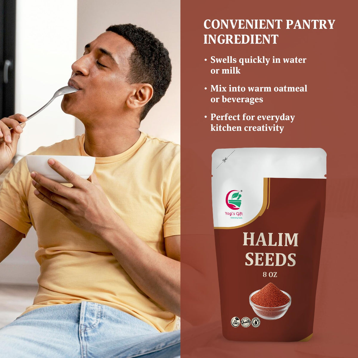 Yogi’s Gift halim seeds dairy drink prep