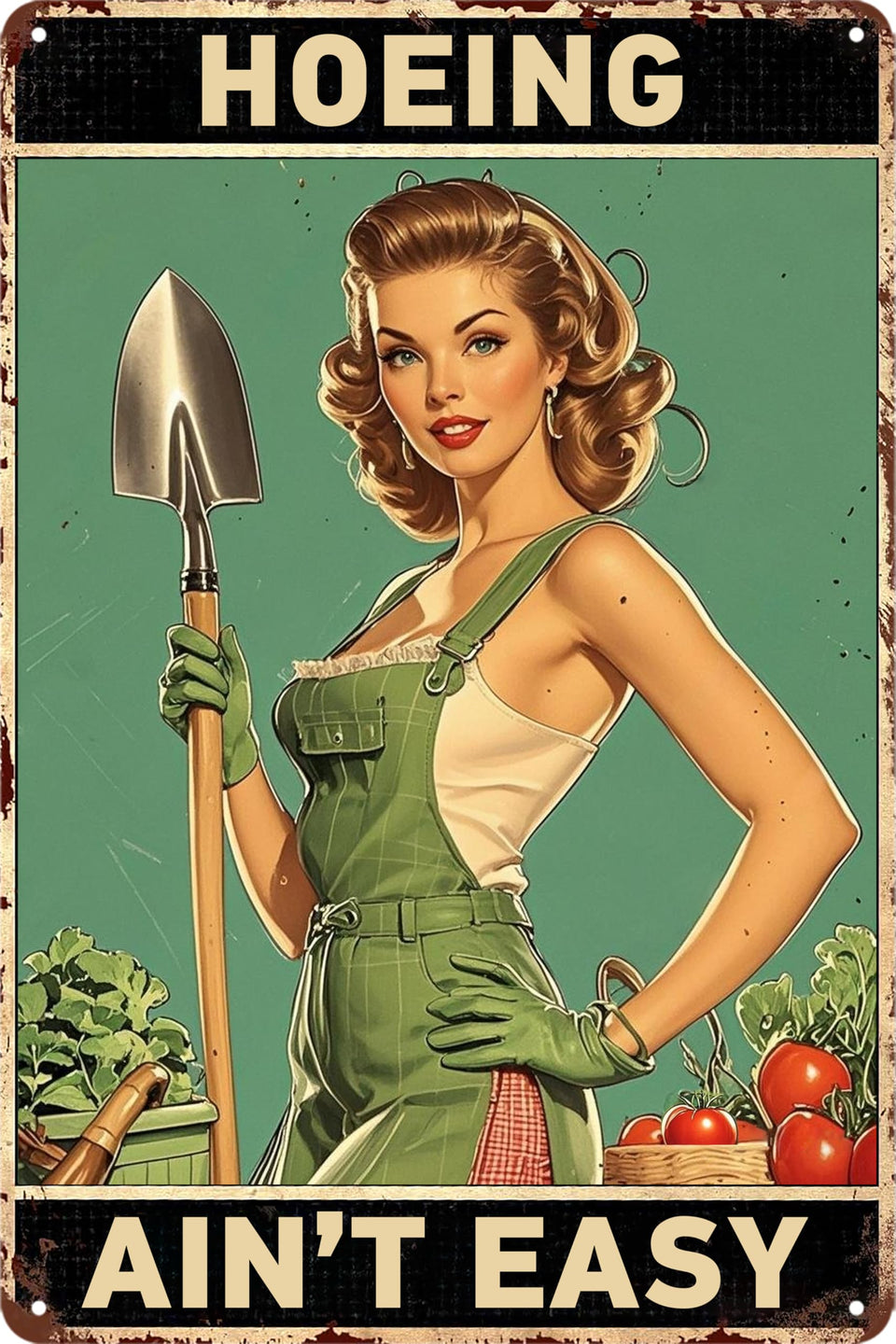 YOHIYE garden sign outdoor hoeing ain’t easy, ideal for wall decor in patios or garden spaces.