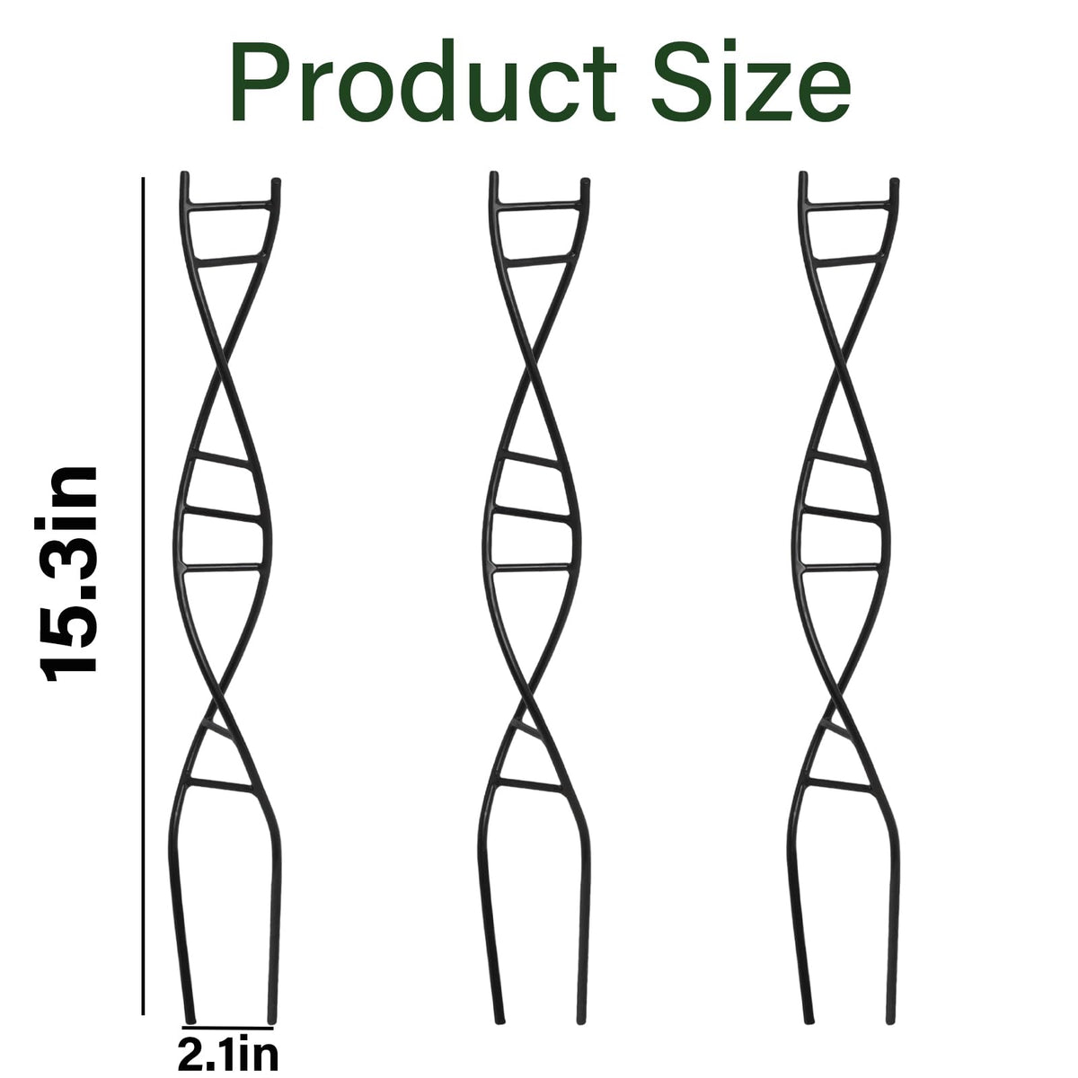 Close-up of Yohsnor DNA spiral trellis in black metal for durable plant support.