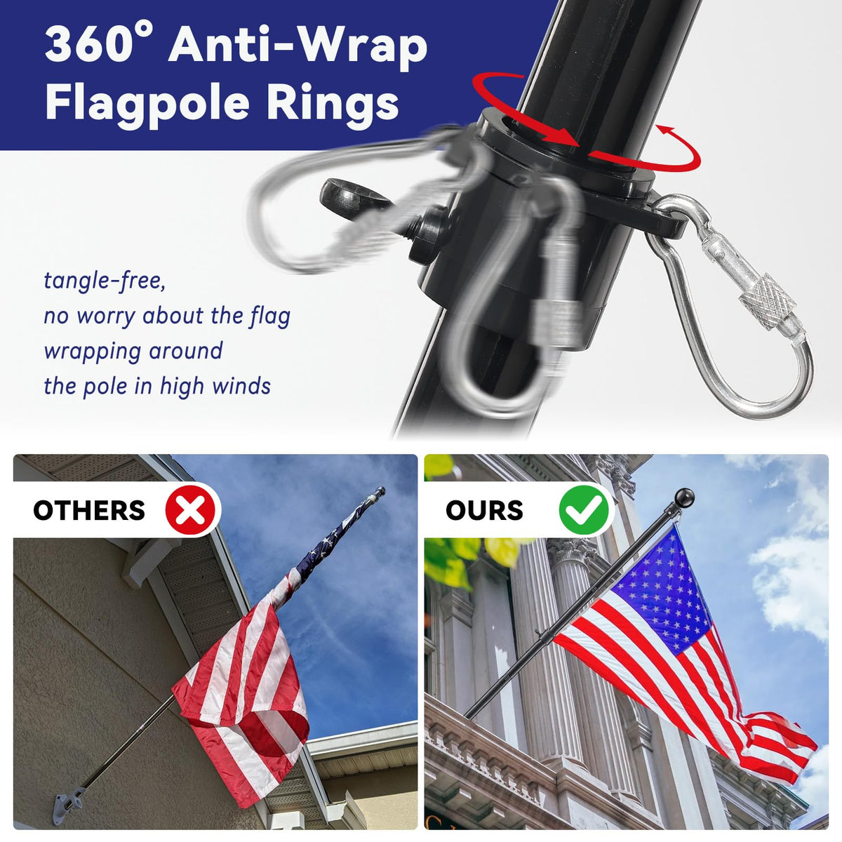 YOHSUGO ball topper on flag pole adds classic finishing touch.
